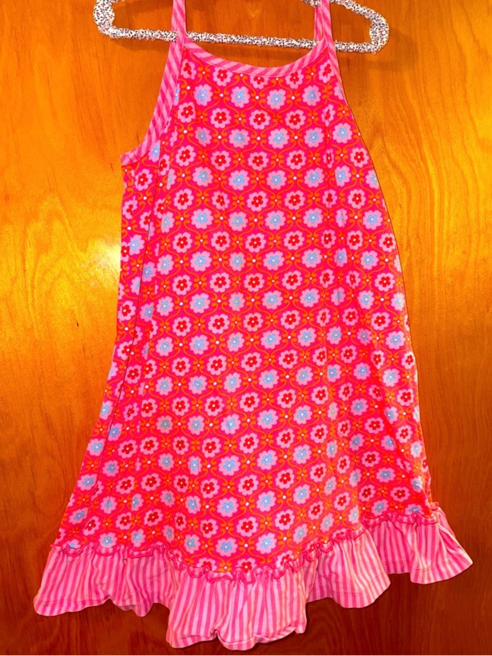 Hanna Anderson Girls Pink Floral Ruffle Tank Dress 120